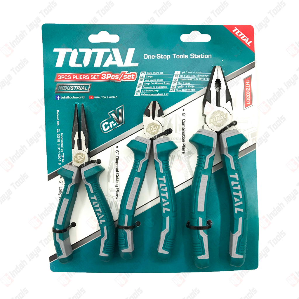 TOTAL THT2K0301 Tang Set 3 Pcs Kombinasi Potong Lancip - Pliers Set