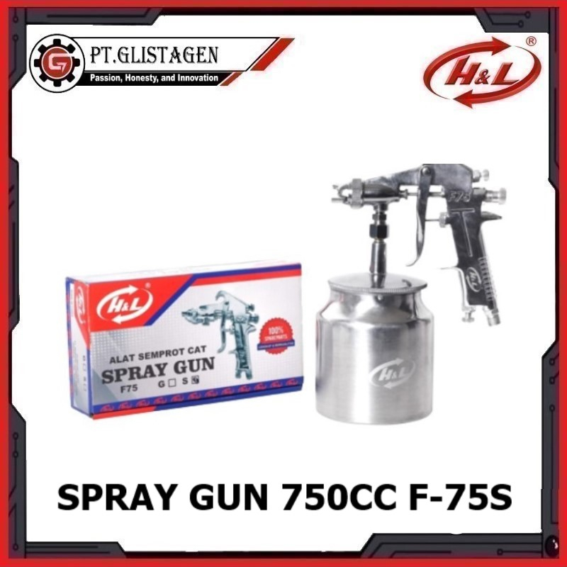 Spray Gun F75 Tabung Bawah Alat Semprot Cat Kompresor Angin HL F75