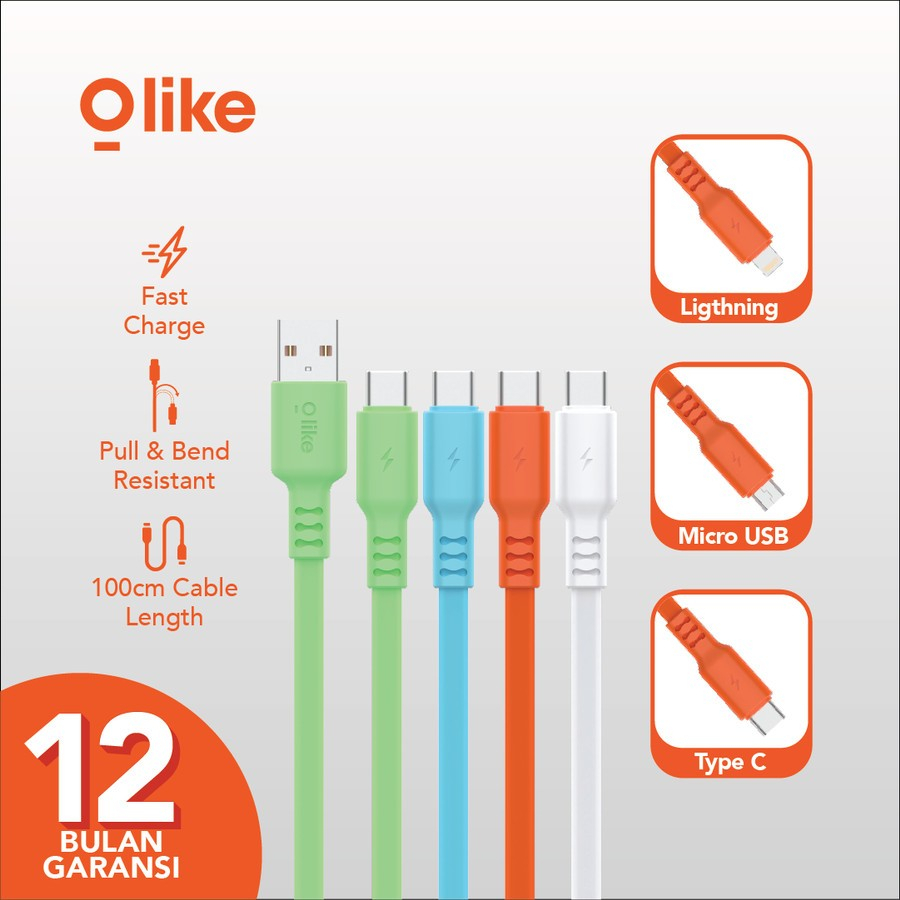 Olike D202M Micro USB Colorful Lollipop Kabel Data Cable 1M (Per PCS)