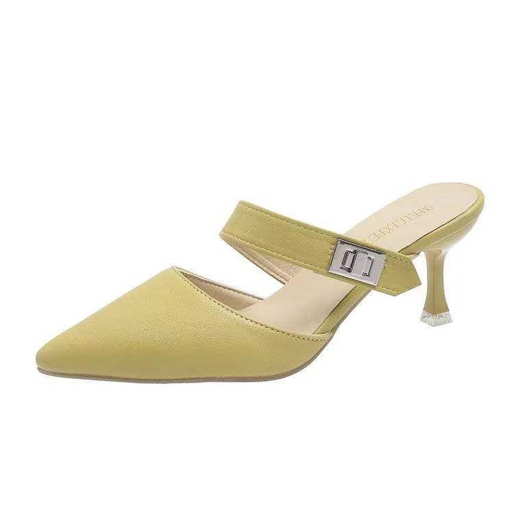 FD Sepatu Heels Wanita Import Mules Heels Hak 8cm Hils Kerja Formal Terbaru HI-049