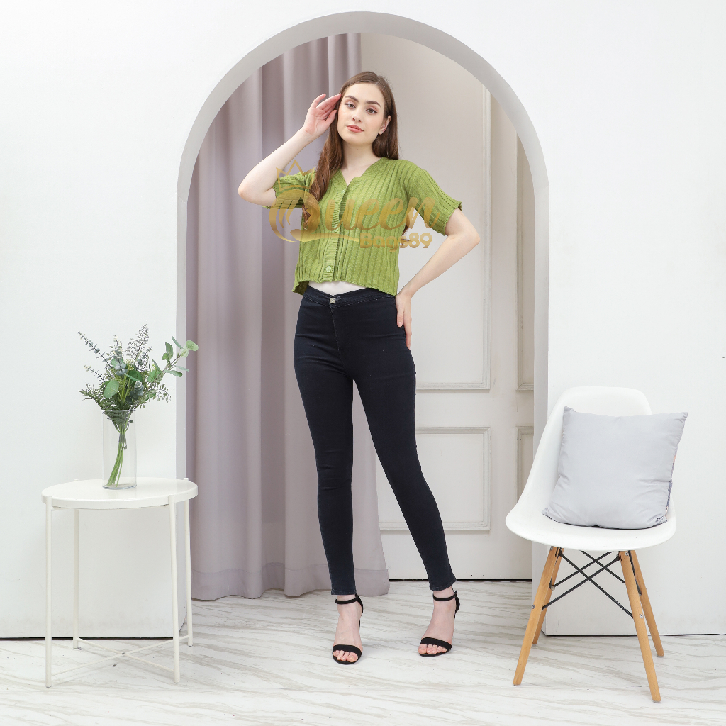 Queenbags89 baju outfit cewek baju atasan wanita baju Rajut joana crop top