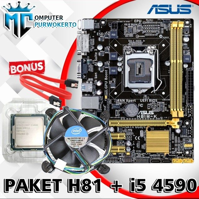 Mainboard H81 Asus dengan I5 4570 Bonus Fan/Paket