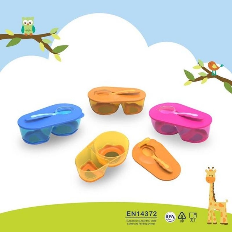 Babysafe Divided Bowl With Spoon Ap010/Mangkok dan Sendok makan bayi