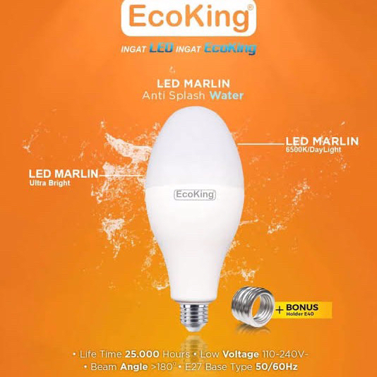 ECOKING MARLIN MERCURY LAMP LED 80W 80 WATT E27 DENGAN ADAPTOR FITTING E40