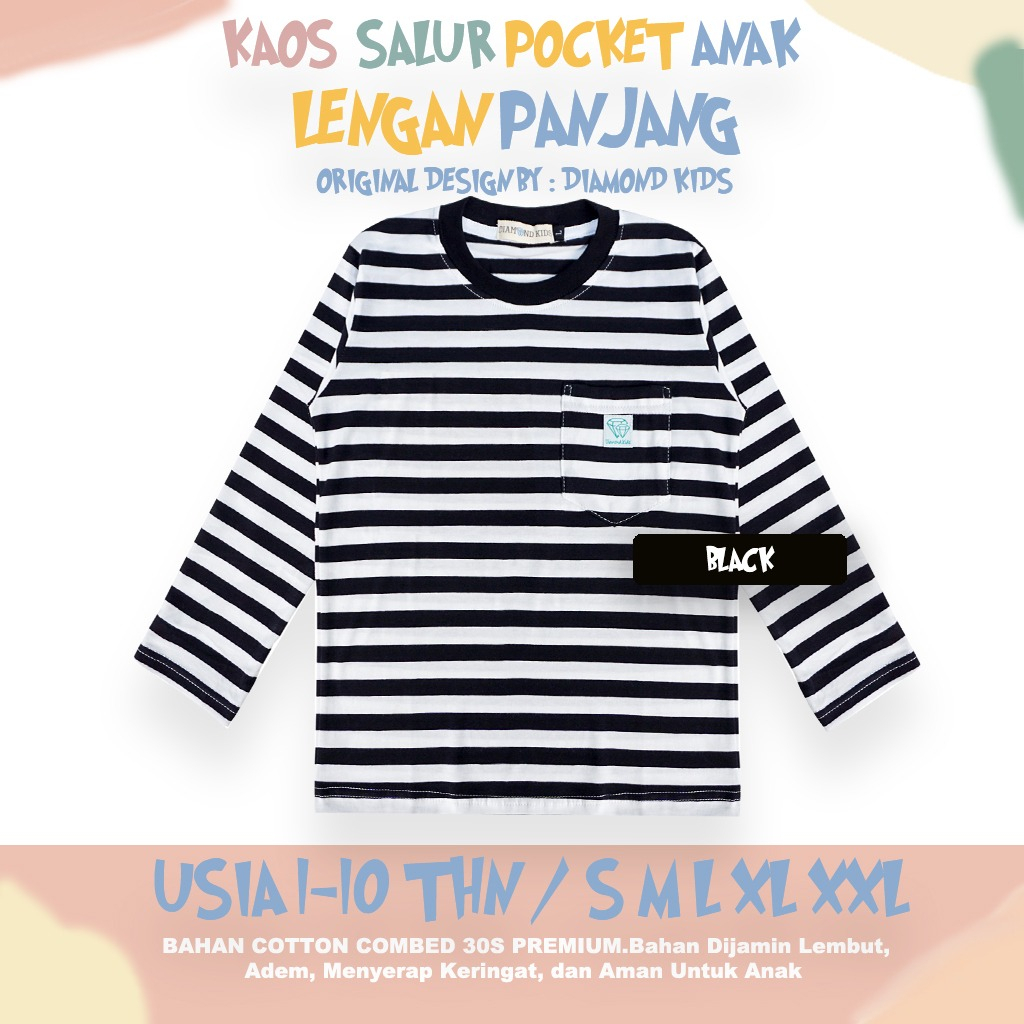 KAOS DISTRO ANAK MOTIF SALUR BELANG STRIPE GARIS BERGARIS TANGAN LENGAN PANJANG LUCU 1-10THN KAOS LAKI LAKI PEREMPUAN