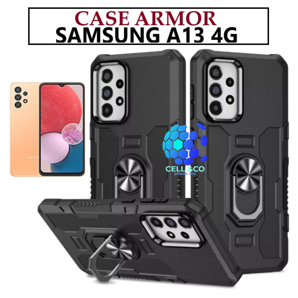 Case Armor New SAMSUNG GALAXY A13 4G Iring Cincin Magnetic Kesing Hp Protect kamera Premium Hard Case Standing Robot Pelindung Kamera