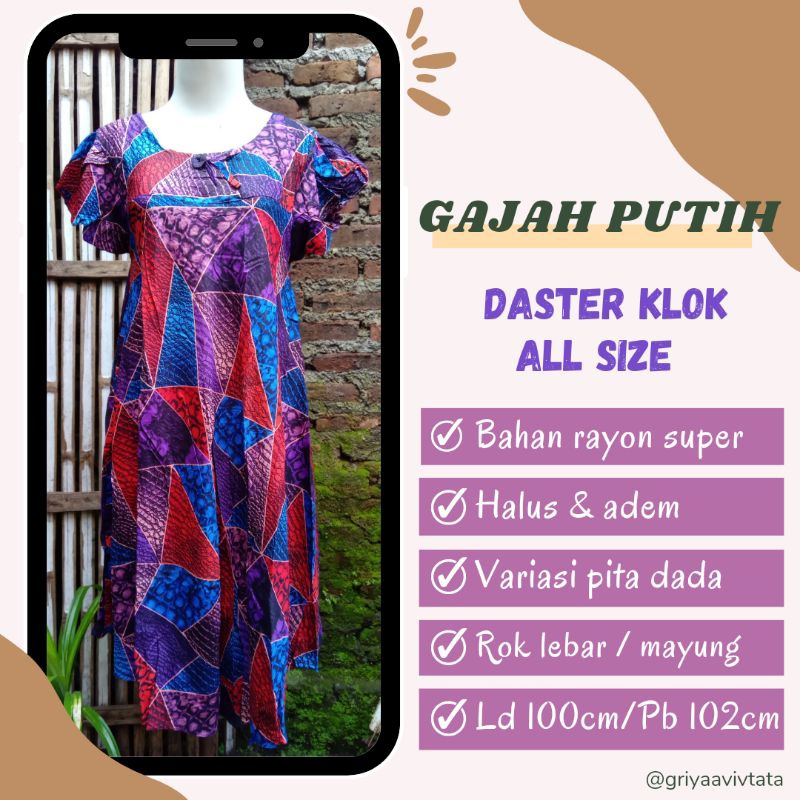 GAJAH PUTIH▪Daster Klok Rayon Allsize 104