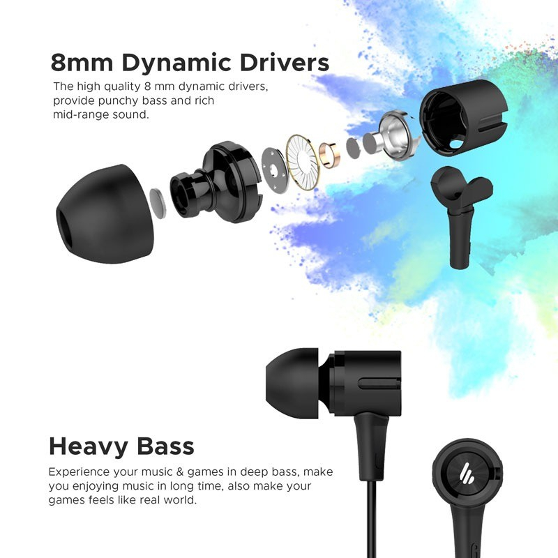 Earphone Edifier P205 Semi In-Ear Headset 8mm Super Bass Jack 3.5mm