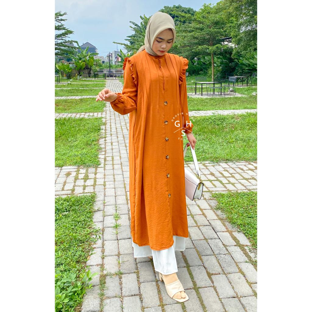 GAMIS MIDI ZIYA MAXI DRESS WANITA BUSUI CRINCLE AIRFLOW PREMIUM (DBY)