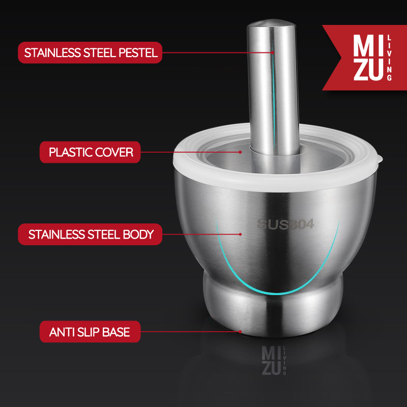 TSUBUSU S Mortar Pestle Ulekan Cobekan Tumbukan Obat Stainless Steel