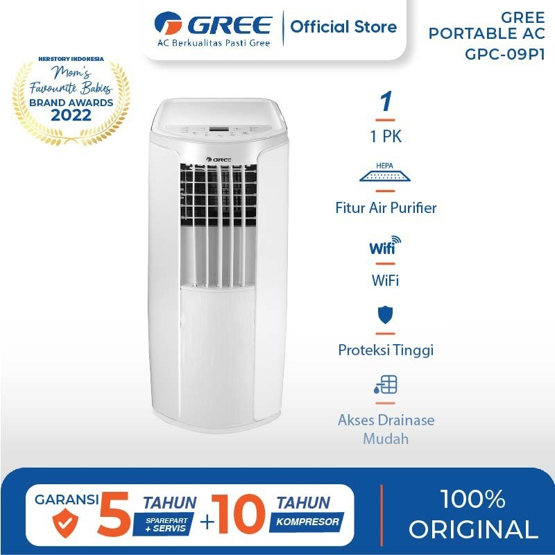 GREE AC Portable 1pk GPC 09P1 - R32 Wifi Control, AC Portable 1 Pk GREE
