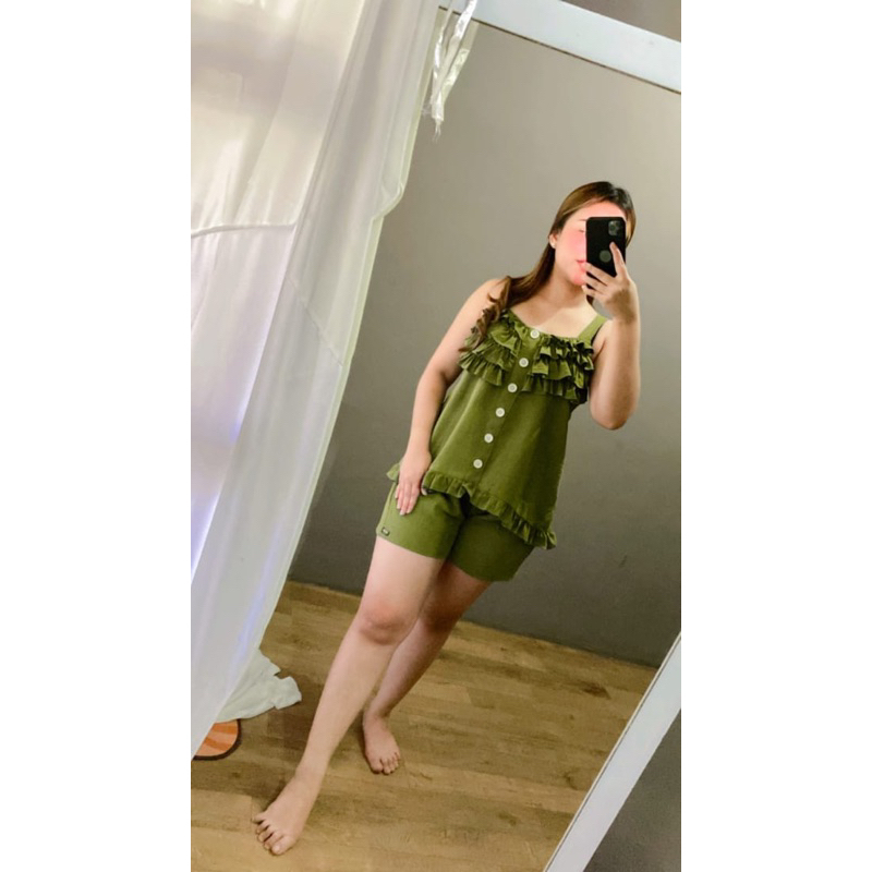 Setelan Baju Rumahan/Baju Santai Wanita Pendek motif polos (Cici)