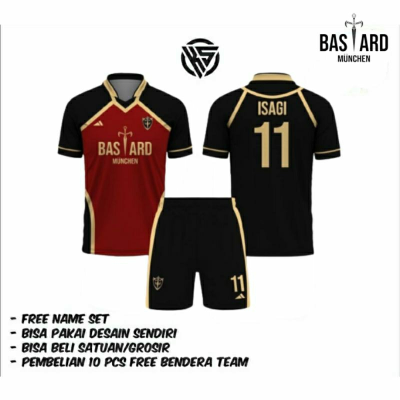 Jersey Anime Blue Lock Bastard Munchen Cosplay Bola Manga