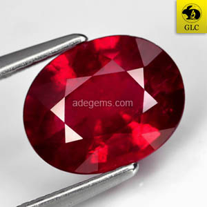 RB-063 Batu Permata Purplish Red Ruby Merah Ungu Oval Madagascar Natural 2.37 Ct. Bersertifikat