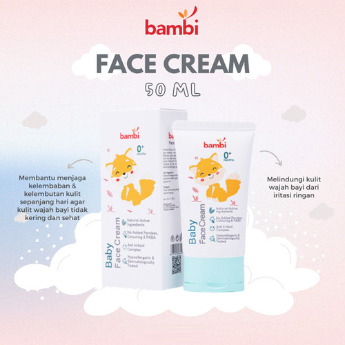 [BPOM] Bambi Baby Face Cream 50ml / Krim Wajah Bayi Kulit Normal - Sensitif / Lotion Pelembab Perawatan Wajah Bayi / MY MOM