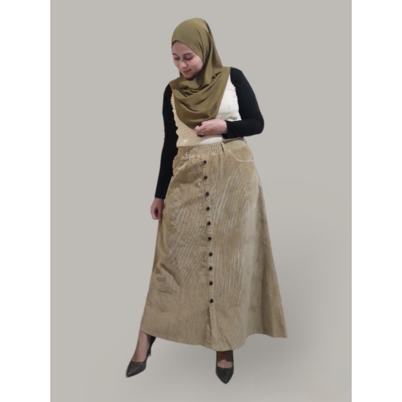 Rok wanita Premium Rok Corduroy bahan korduroi import new Naomi Skirt