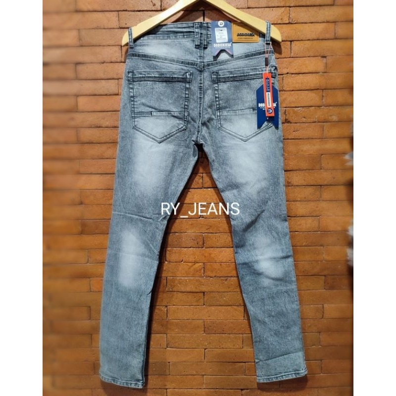 Jeans sobek lutut pria grey celana jeans abu pria streeth