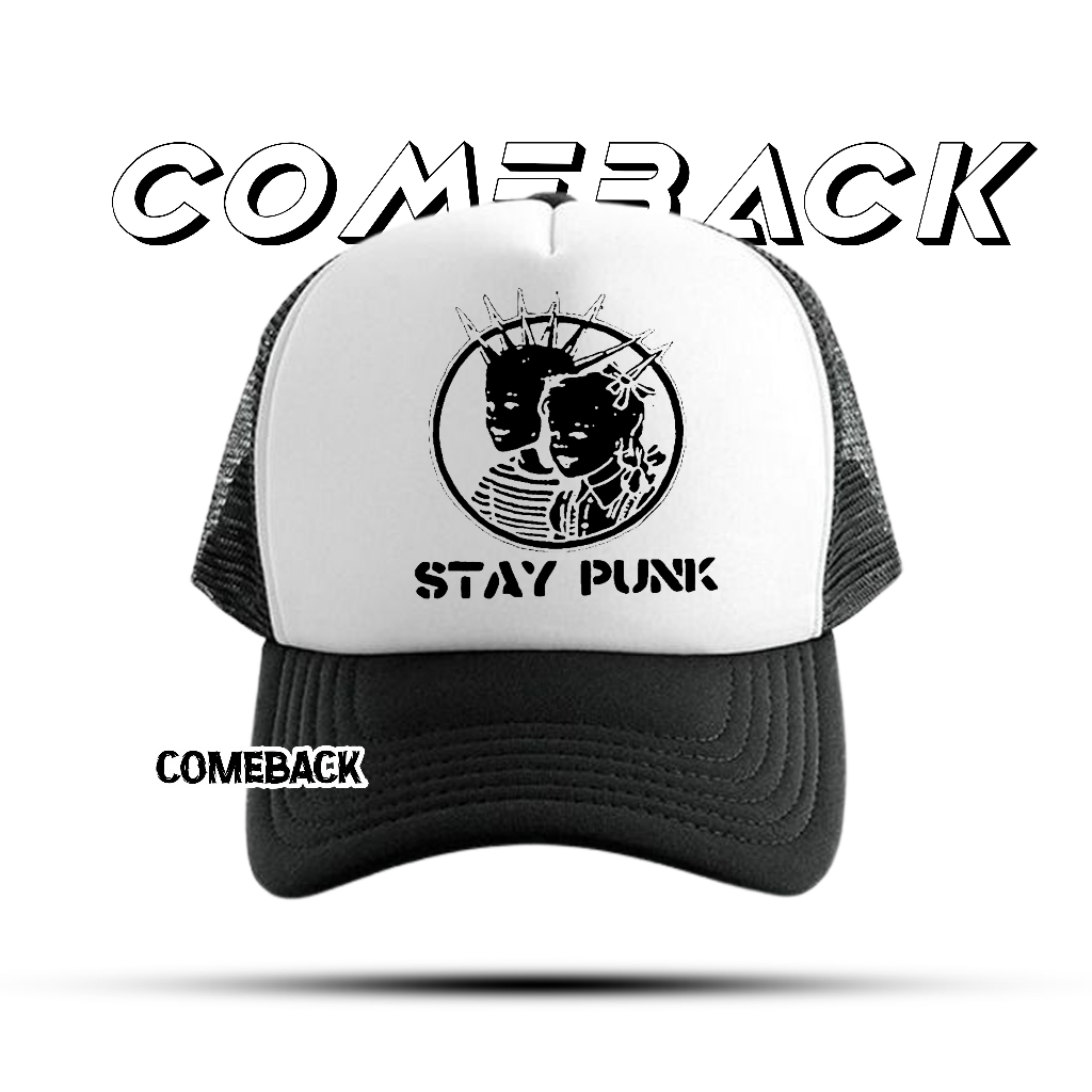 Topi Jaring Stay Punk - Topi Trucker - Topi jaring Pria - Topi Trucker pria - Topi Costume - Topi Ba