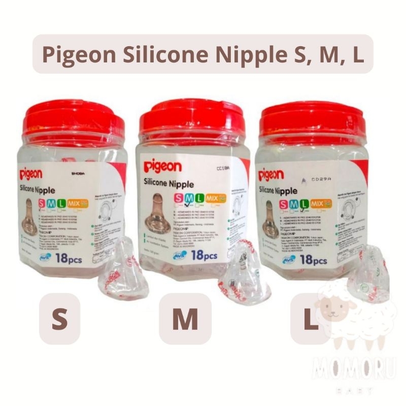 Pigeon Silicone Nipple Eco S M L Dot Bayi Lembut Pigeon