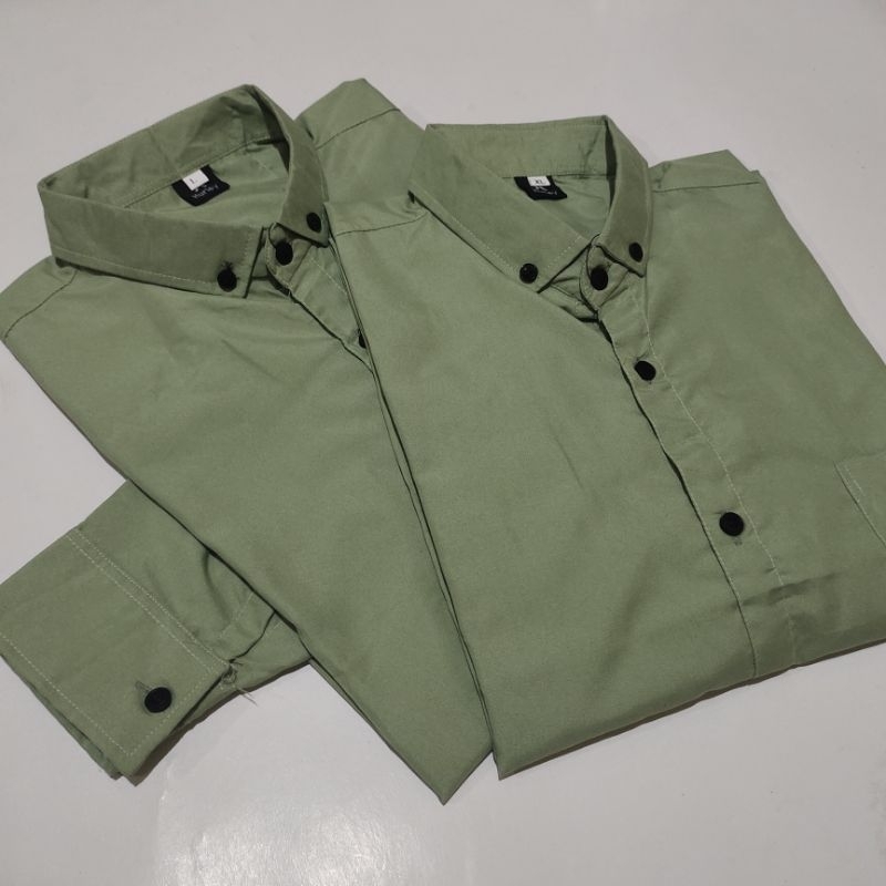 KEMEJA HIJAU SAGE PANJANG PENDEK PRIA