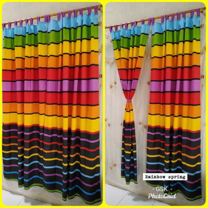 [ PINTU DAN JENDELA ] GORDEN TALI + PONI MOTIF RAINBOW PELANGI