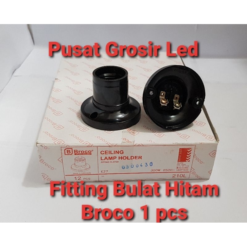 PAKET HEMAT 12 PCS (1 BOX ) FITTING BULAT HITAM BROCO SNI E27