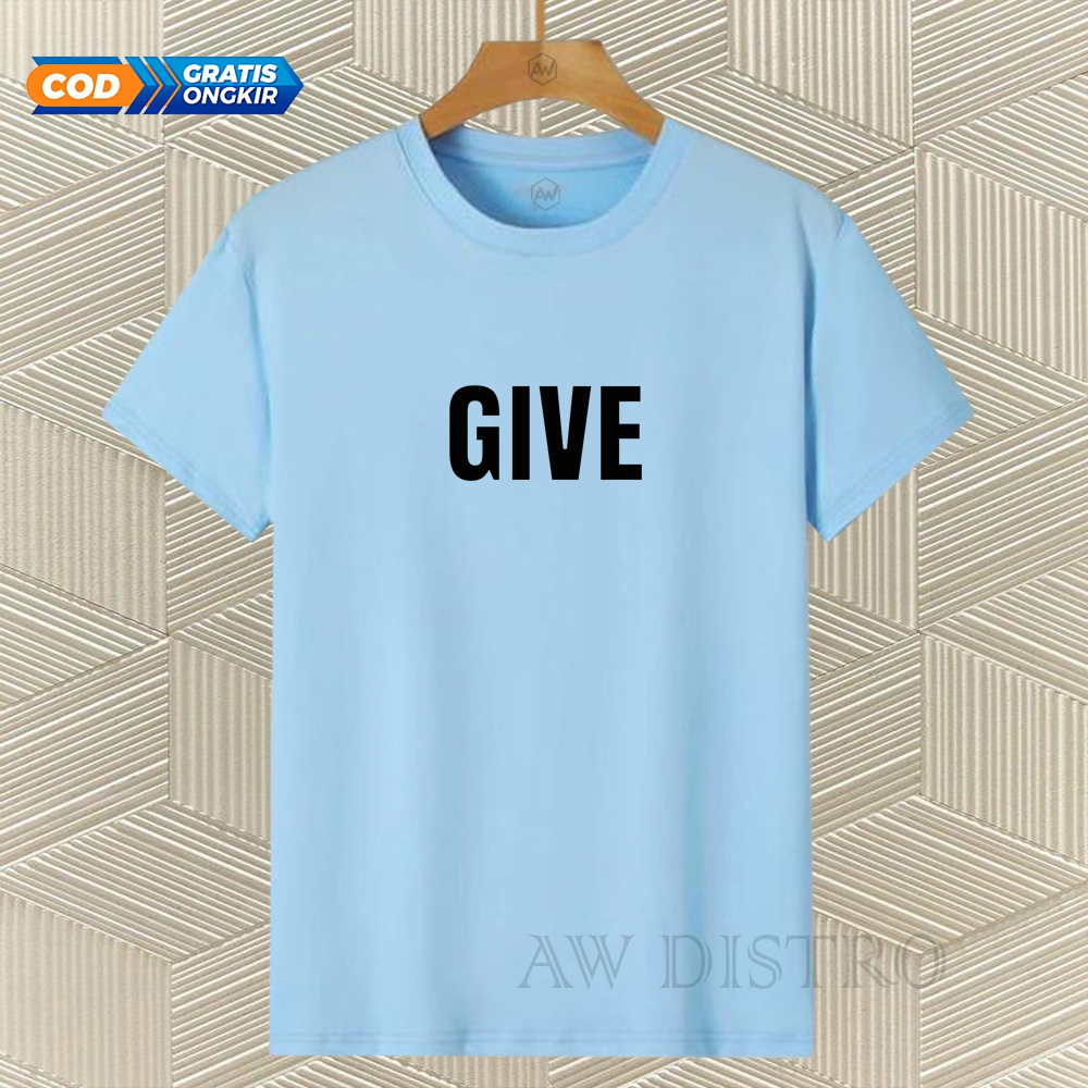 COD Baju Kaos Distro Give Text Hitam Premium Quality Lengan Pendek