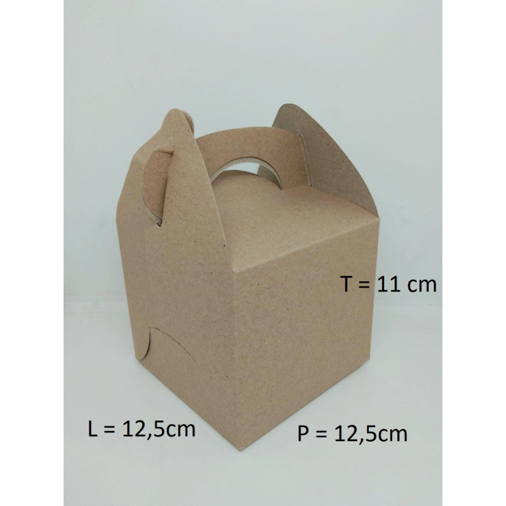 

10PCS KOTAK TENTENG GABLE BOX KRAFT 12,5X12,5X11 CM NON LAMINASI 310 GSM