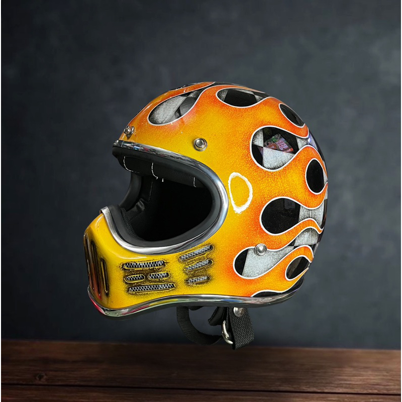 Helm Custom Simpson M30 Checkerboard Flame Patina - Helm Custom Bandit Simpson M30