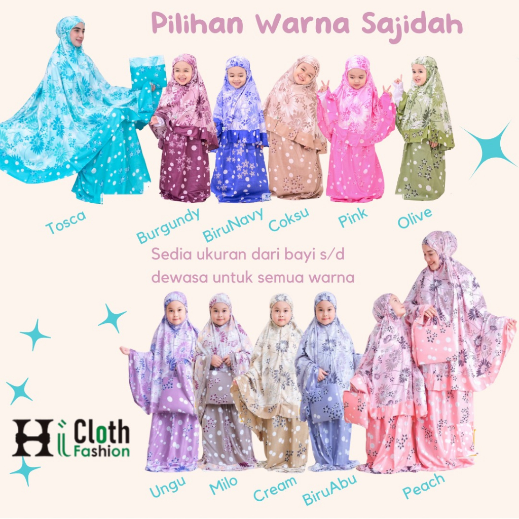 Hicloth Hirima Mukena Anak Hingga Dewasa Bisa Couple Ibu dan Anak Adem Rayon Bali