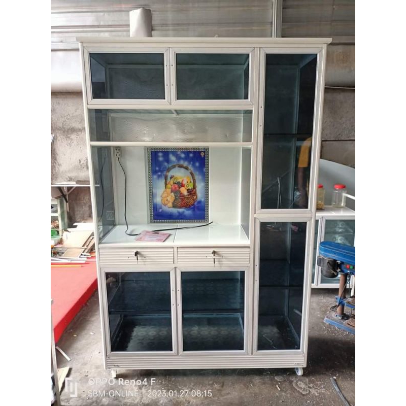 Sbm semarang - Rak piring kaca pintu 6 + 2 laci (HANYA SEMARANG)