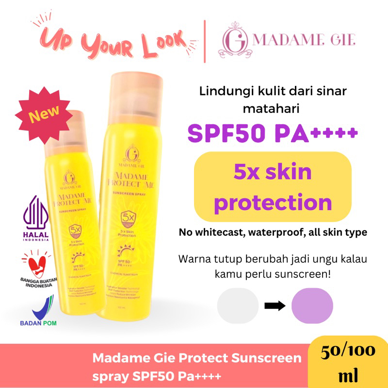 ✨Up Your Look✨ Madame gie Sunscreen Spray SPF 50 protect me sunscreen tabir surya