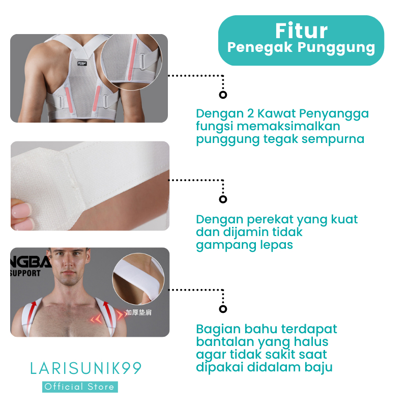 Penegak Penyangga Punggung Badan Posture Corrector Penegak Punggung Pria Wanita Pelurus Korset Skoliosis Anti Bungkuk Penarik Koreksi Penahan Punggung Jingba Support Penegak Bungkuk Kifosis Lordosis Premium