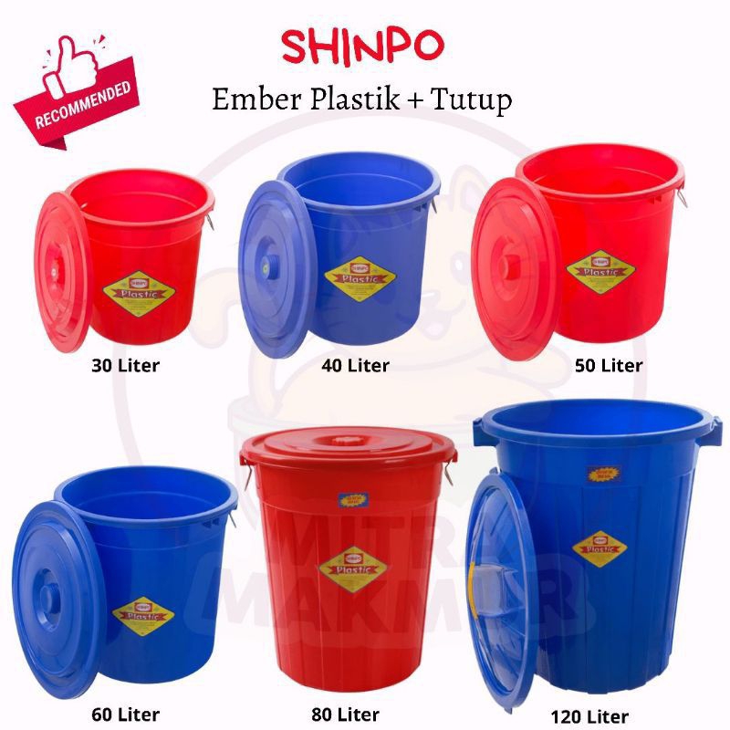 SHINPO Ember Plastii Serbaguna + Tutup 30-40-50-60-80-120 Liter