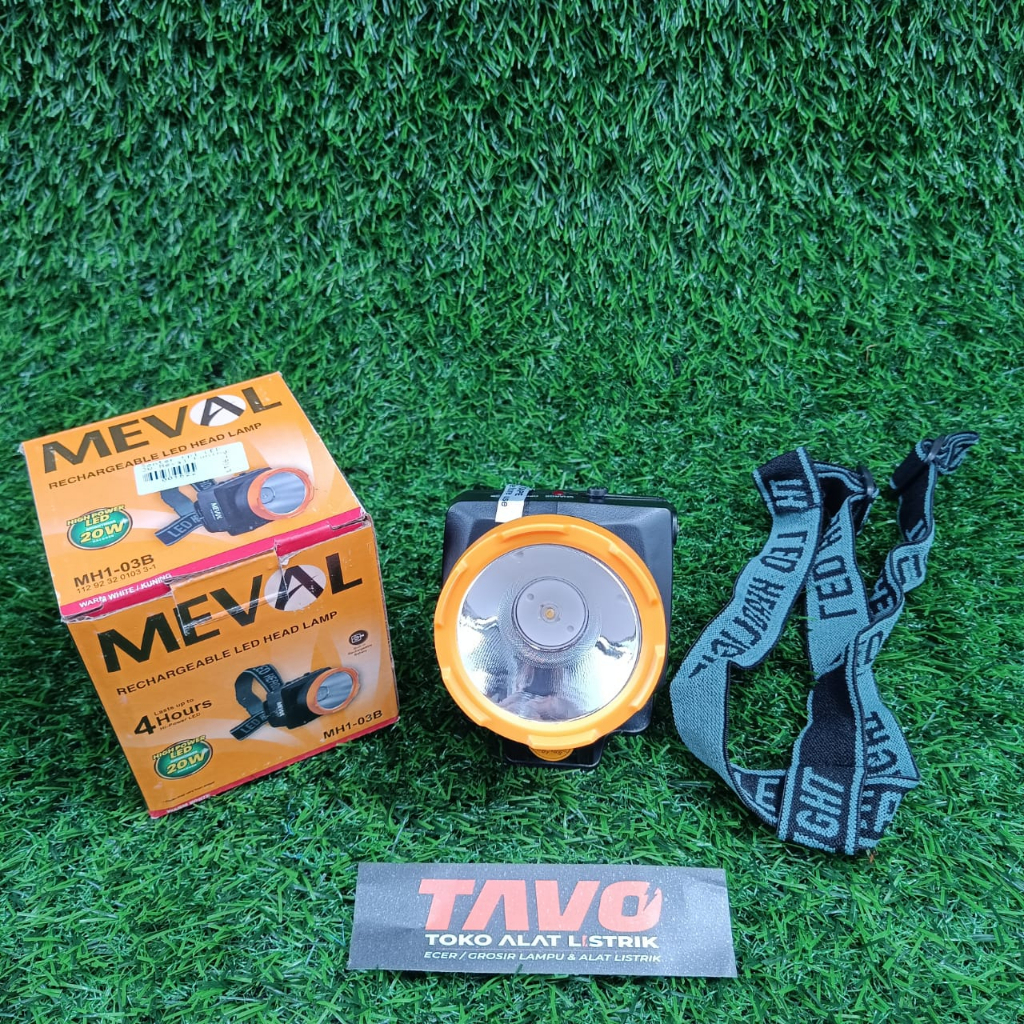 Meval Senter Cas Kepala Lithium Sorot Jarak Jauh kuning HeadLamp Helios 20 Watt