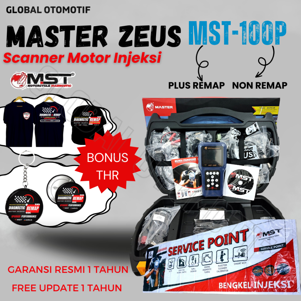 Scanner Motor Injeksi MASTER  ZEUS MST-100P 12 Merk Motor - Diagnostik Tool Alat Service Motor Injek