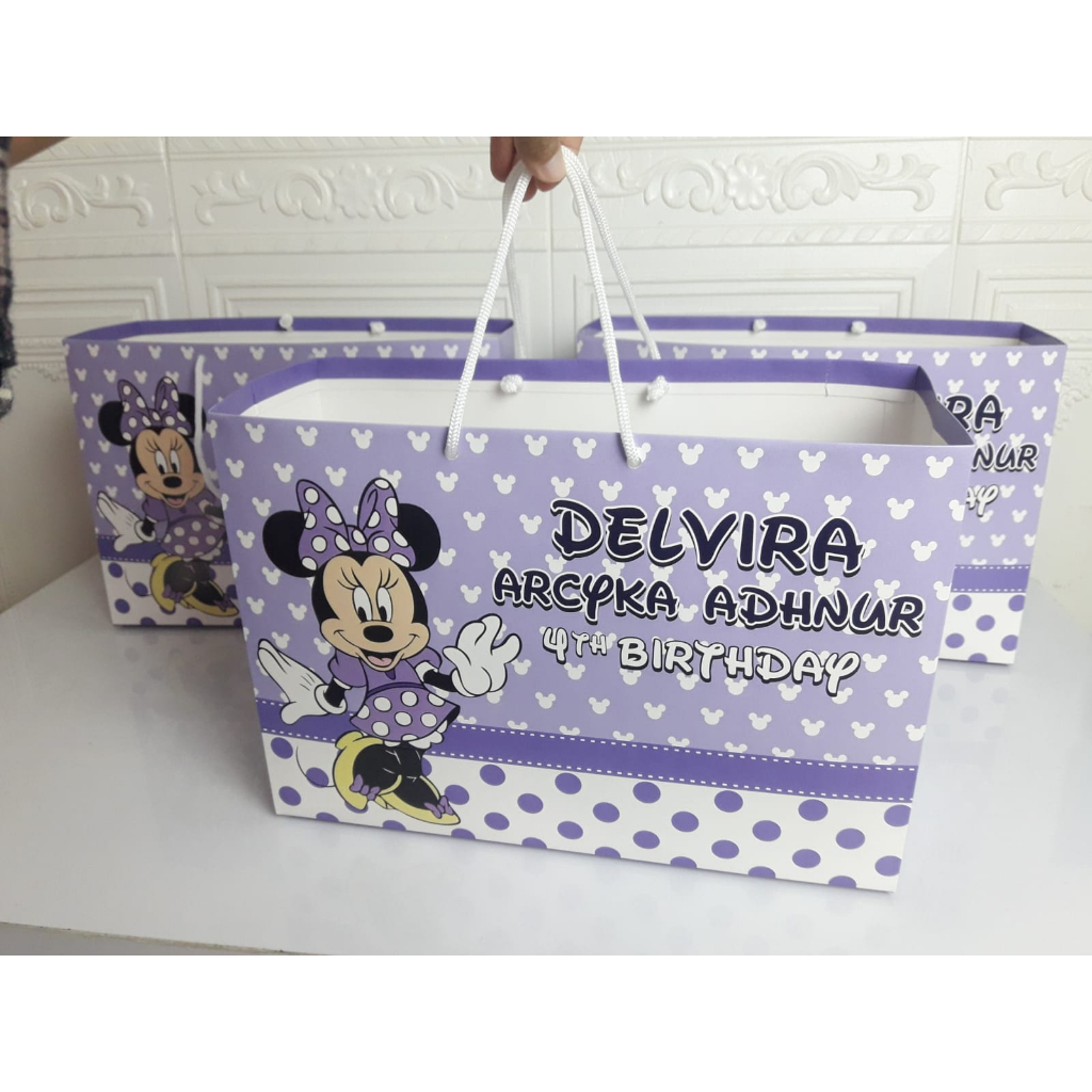 paperbag minnie mouse / goodie bag minnie mouse / wadah snack custom minnie mouse