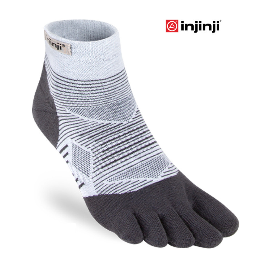 INJINJI Performa RUN Mini Crew SIZE M - kaos kaki anti blister - GREY STRIPES