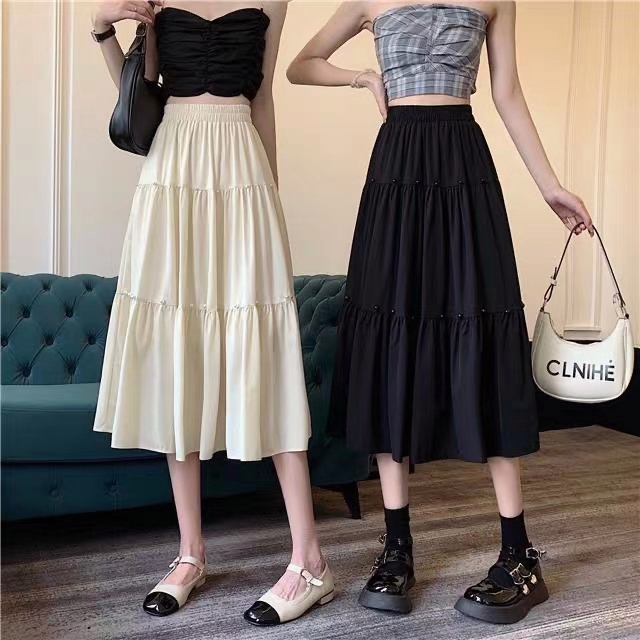 yikoo-Rok panjang mixi skirt temperamen wanita korea rok wanita