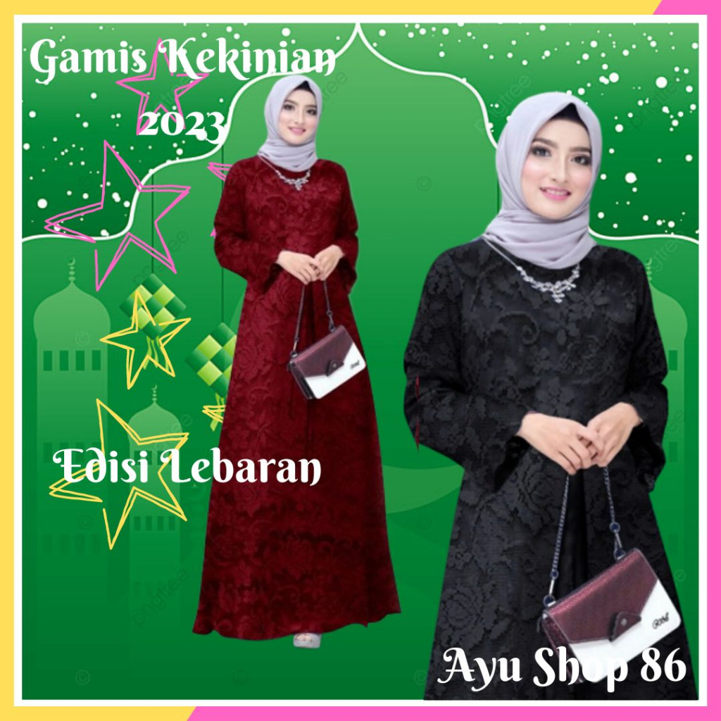 Gamis Maxi Brukat Ikat Yasina / Baju Gamis Pesta Kondangan Wanita Dewasa Kekinian modern Terbaru 202
