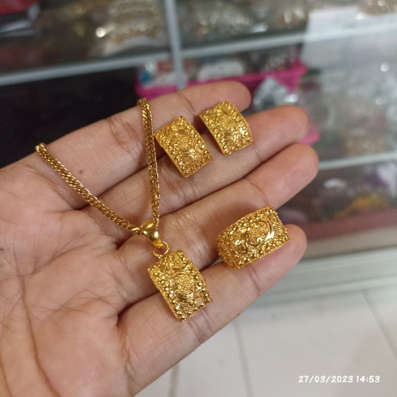 set perhiasan bali alpaka lapis emas