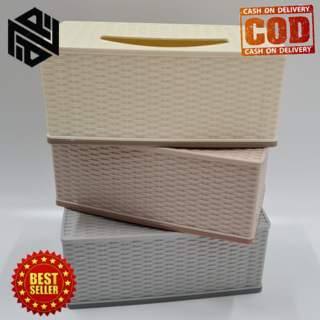 (Ukuran S) Kotak Tempat tissue tisu Asvita Rotan