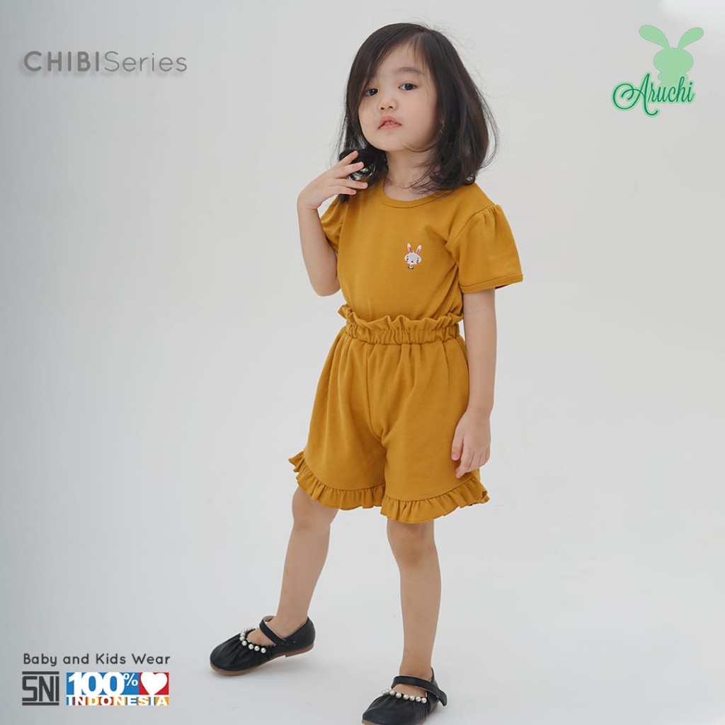 Aruchi Setelan Pendek Chibi 1-3 Tahun Setelan Pendek Ruffle Aruchi Chibi Series CBKS