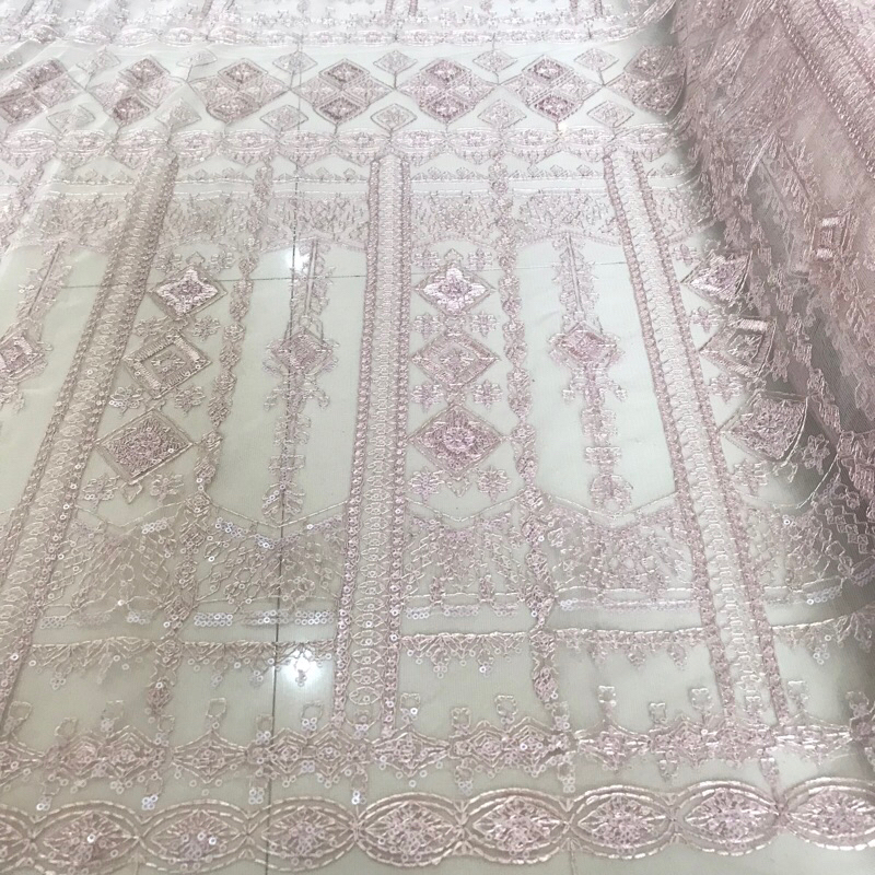 Kain tulle bordir motif etnik springel/payet senada.new!!