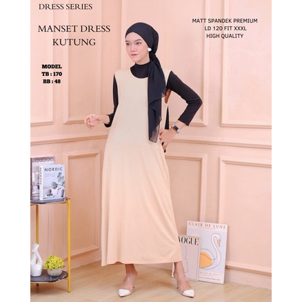 Manset Inner Dress Baju Gamis Lengan Panjang Iner Long Dres Kaos Tanpa Lengan Singlet Polos - Manset Gamis Spandeks Premium