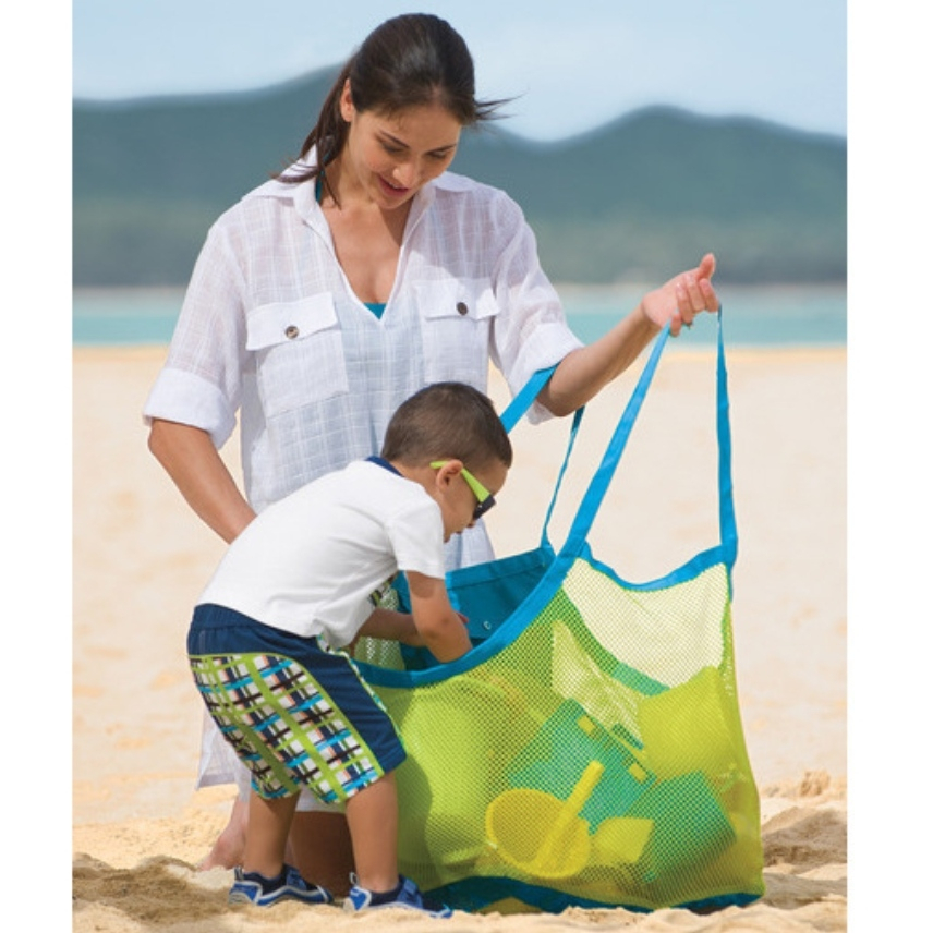 TAS JARING SEBAGUNA LIPAT MAINAN ANAK PANTAI NET MESH STORAGE BAG TRAVEL ORGANIZER LA142RD PRAKTIS REUSABLE PENYIMPANAN