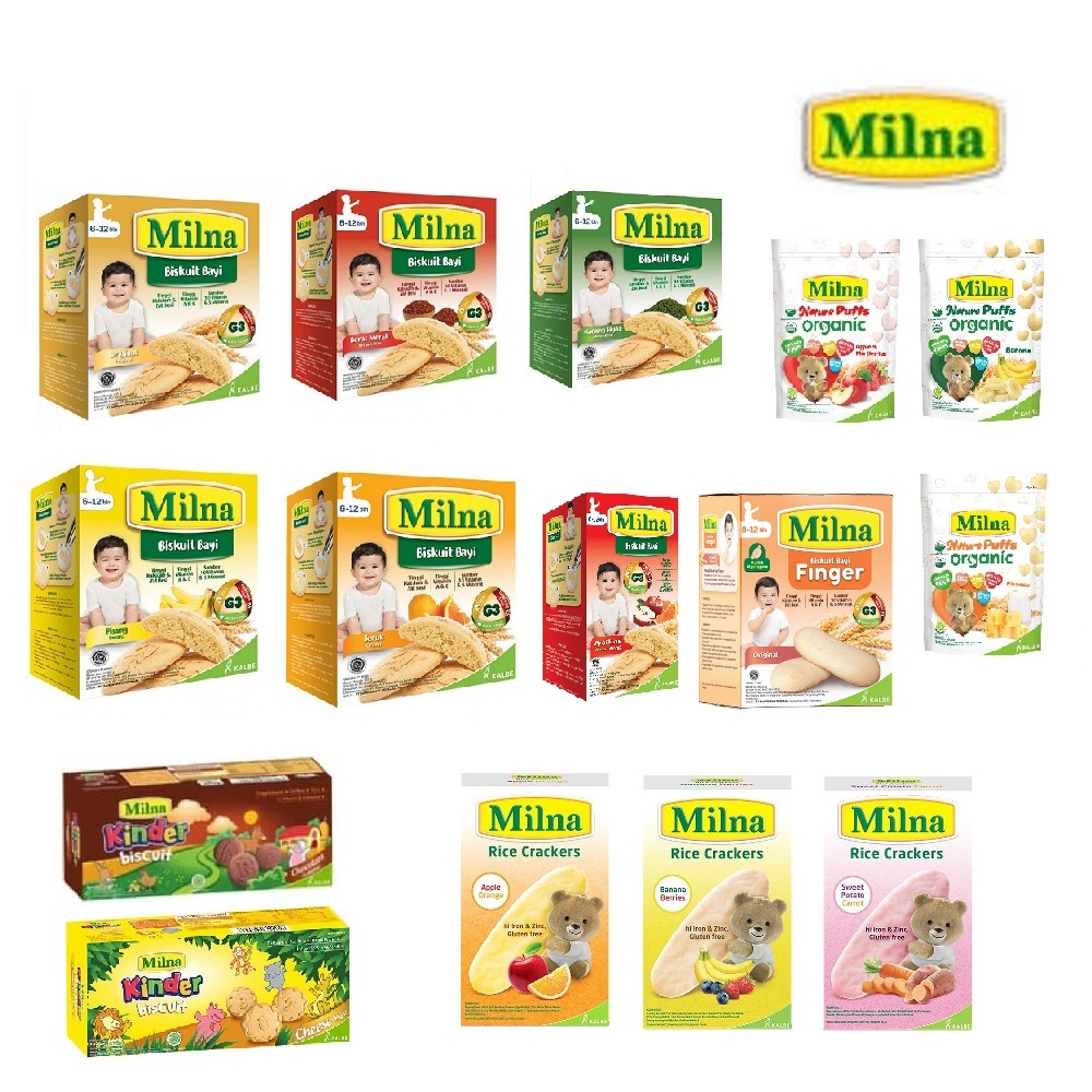 Milna Biskuit Bayi/ Kinder Biscuit/ Nature Puffs Organic/ Rice Crackers Snack Cemilan untuk Bayi dan Anak