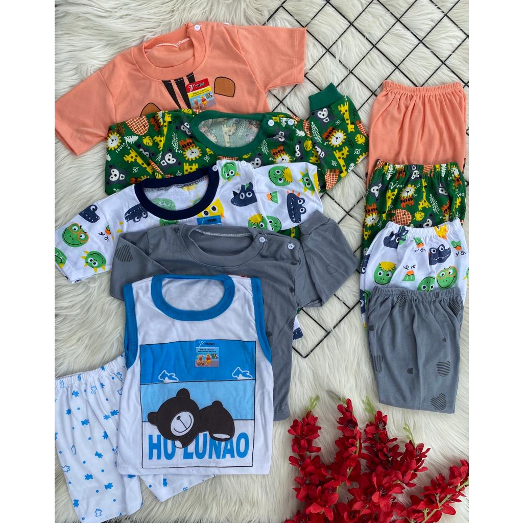 setelan baju bayi laki-laki/perempuan paketan hemat 5pcs 3-18bulan