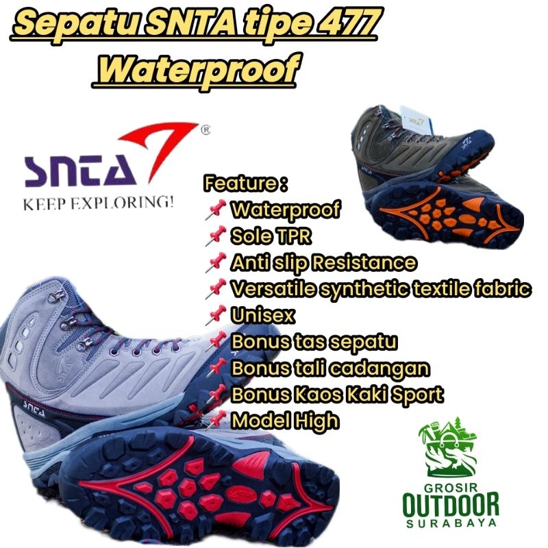 Sepatu SNTA tipe 477 Waterproof variant warna Bonus Kaos kaki dan tali sepatu cadangan sepasang , se