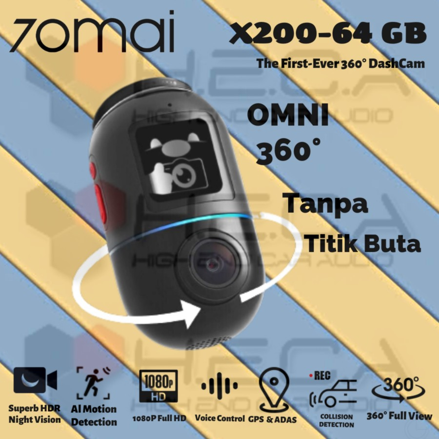 70mai OMNI X200 Dash Cam 360° 64 GB Camera Dashcam CCTV Mobil Record